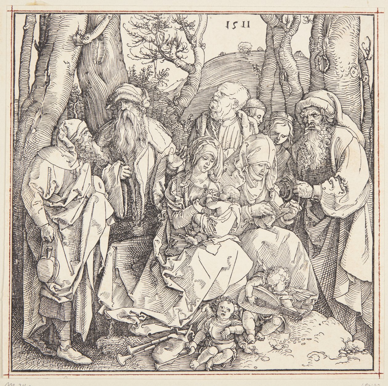 Die heilige Verwandtschaft mit Engeln von Albrecht Dürer