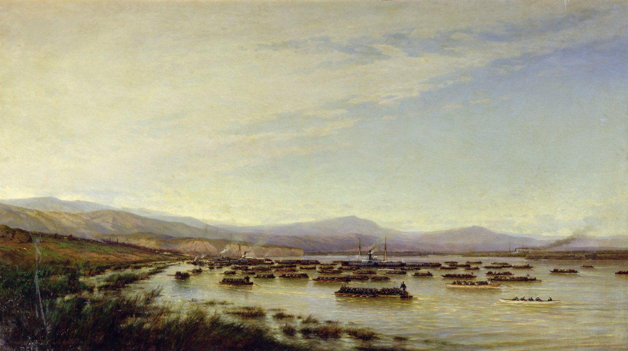 Die russische Armee überquert die Donau im Juni 1877, 1878 von Aleksei Petrovich Bogolyubov