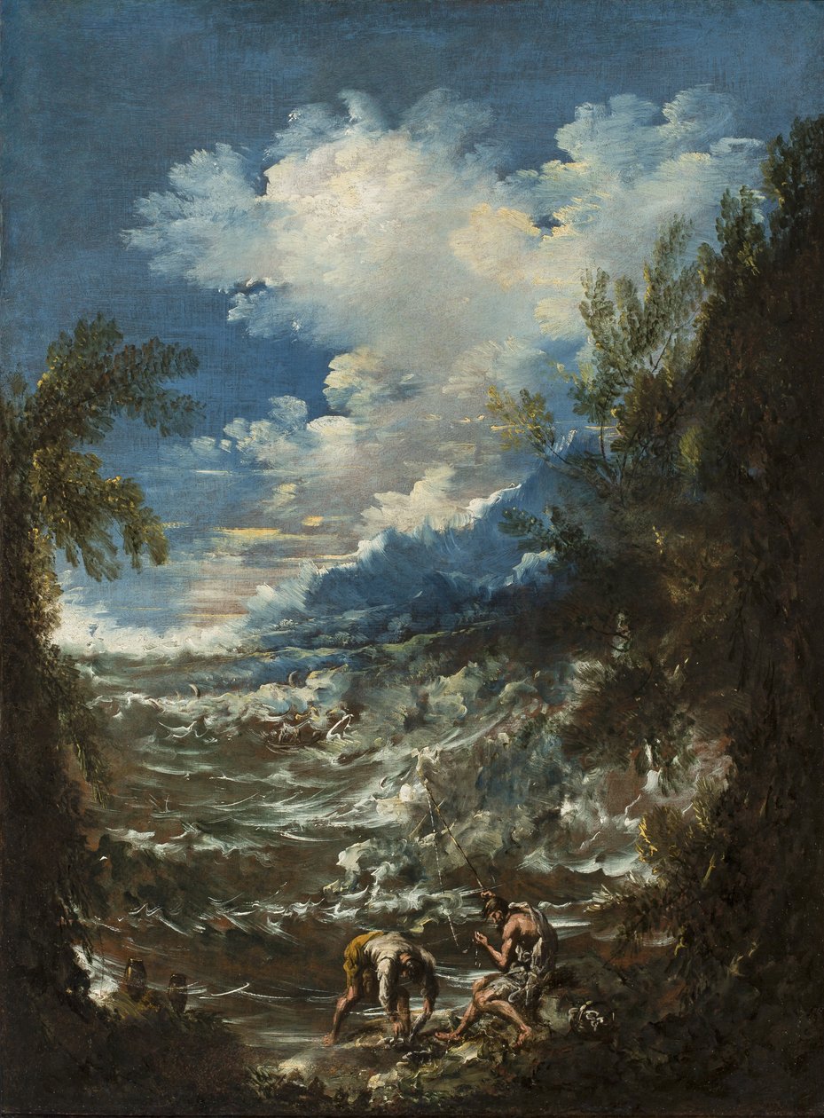 Landschaft mit Fischern, ca. 1730 von Alessandro Magnasco