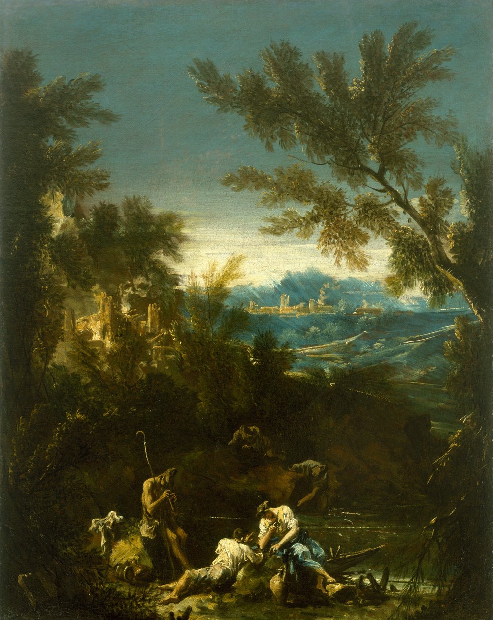 Landschaft mit Figuren, ca. 1715 von Alessandro Magnasco