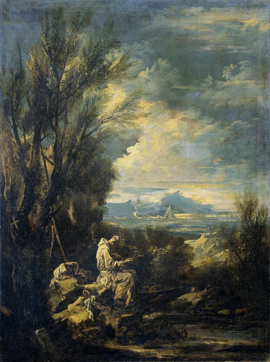 Landschaft mit dem heiligen Bruno? von Alessandro Magnasco
