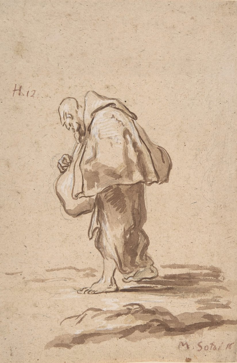 Stehender Pilgermönch, ca. 1705-1720 von Alessandro Magnasco