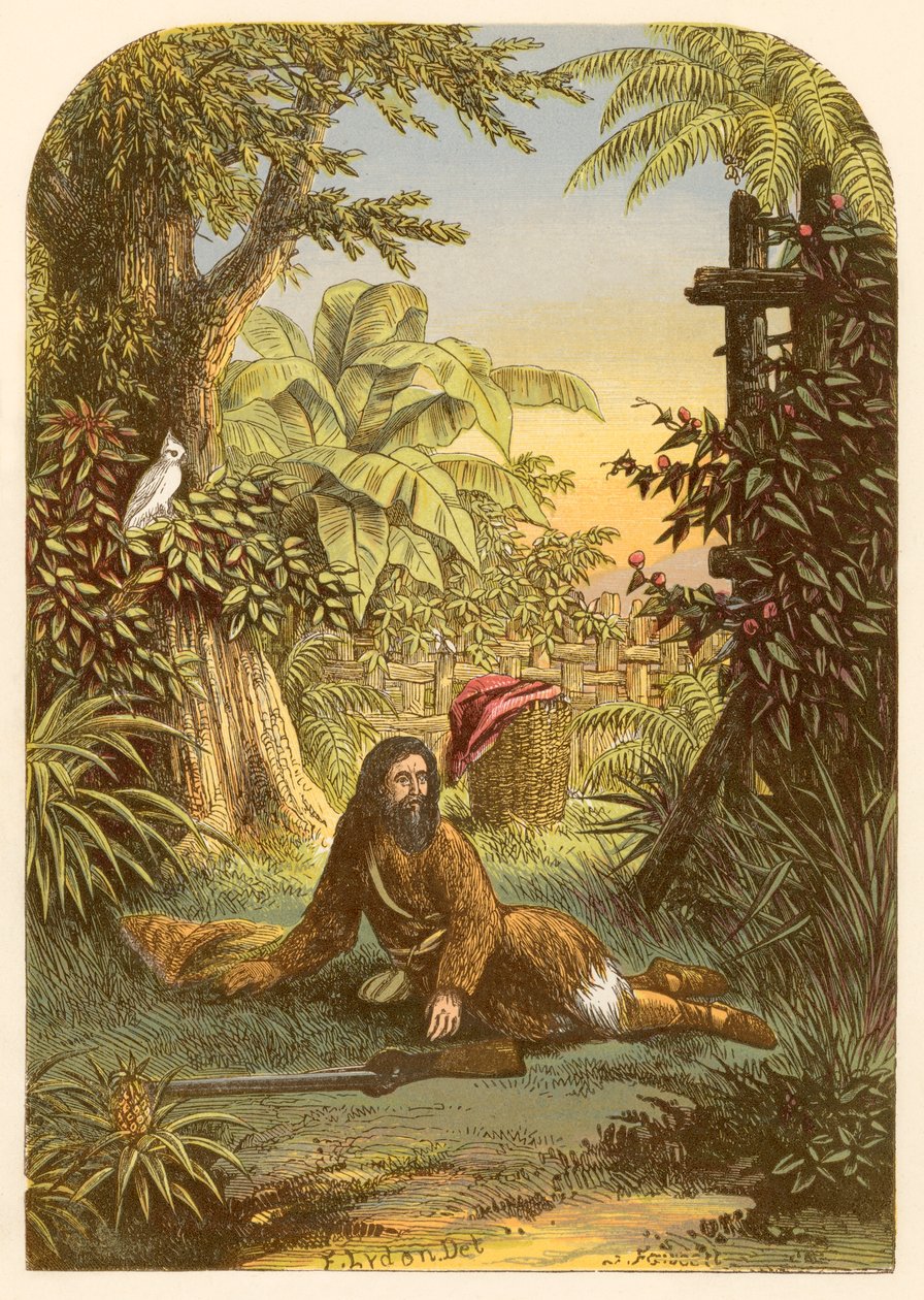 Robinson Crusoe wird von seinem Papagei aus dem Schlaf geweckt von Alexander Francis Lydon