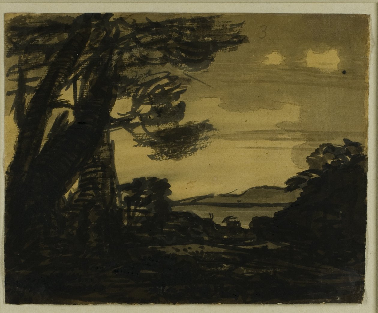 Ziegen am Rand eines Sees von Alexander Cozens