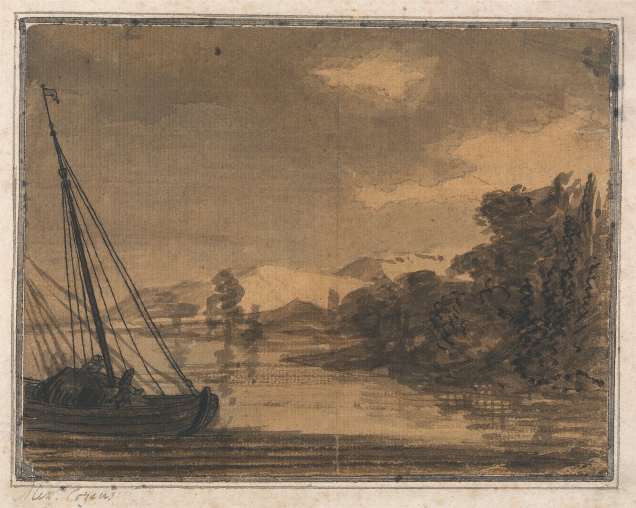 Fluss und Boot von Alexander Cozens