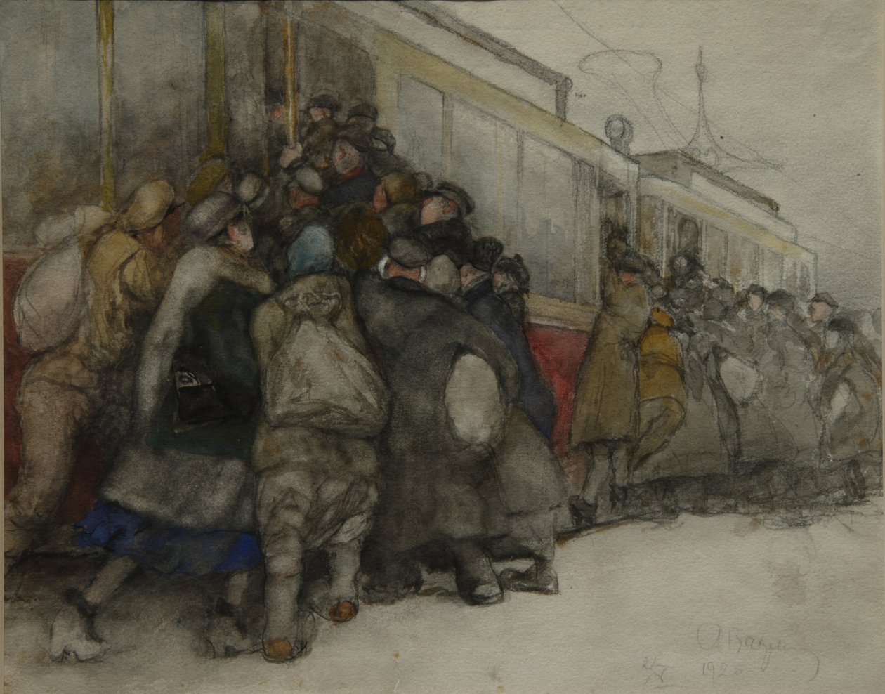 Bei der Straßenbahn, 1920 von Alexander Ivanovich Vakhrameyev