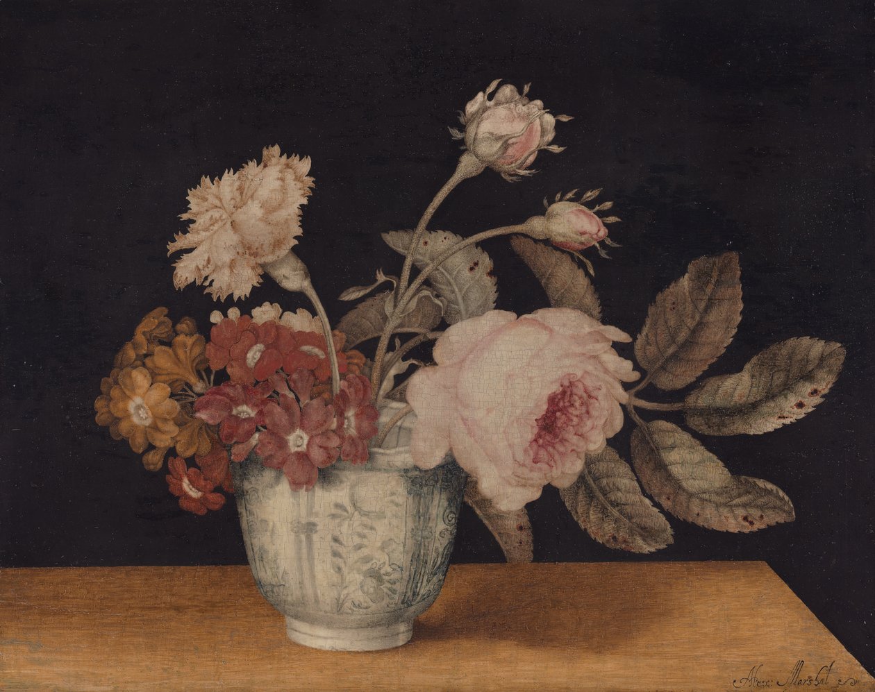 Blumen in einer Delfter Vase, 1663 von Alexander Marshal