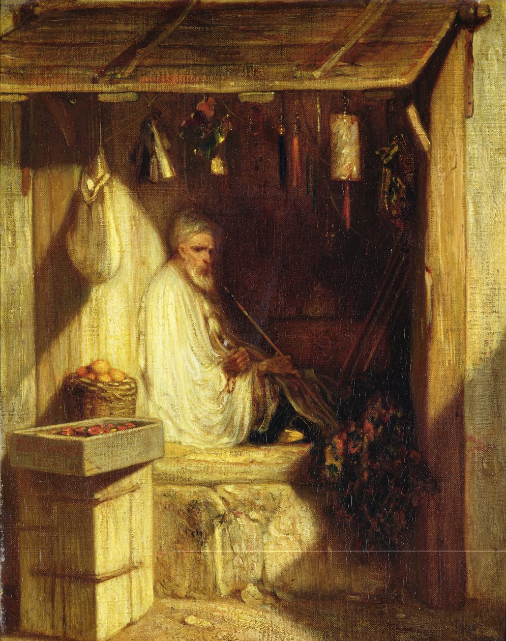 Türkischer Händler raucht in seinem Laden, 1844 von Alexandre Gabriel Decamps