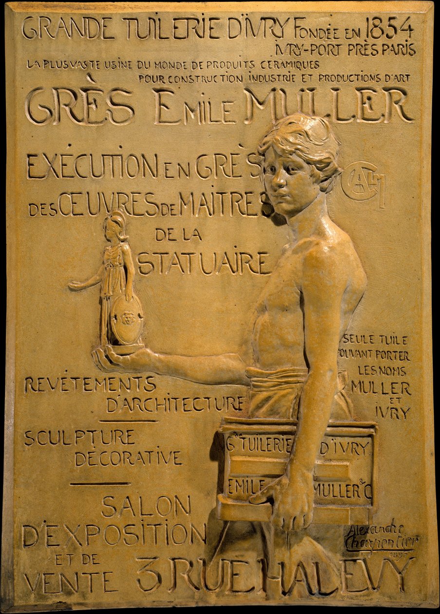 Werbung für die Müller Steingutmanufaktur von Alexandre Charpentier