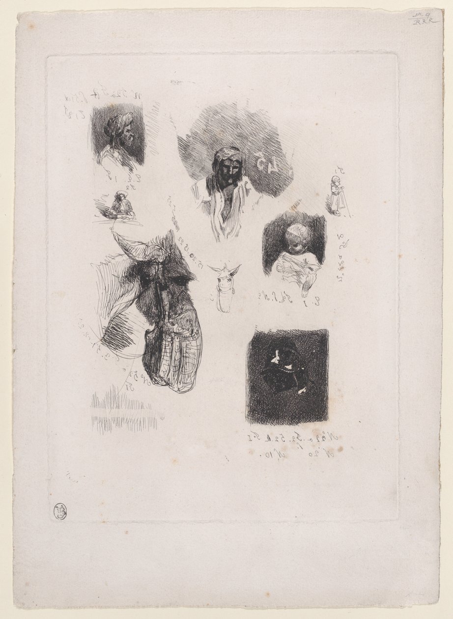 Blatt mit Skizzen, 1833-38 von Alexandre Gabriel Decamps