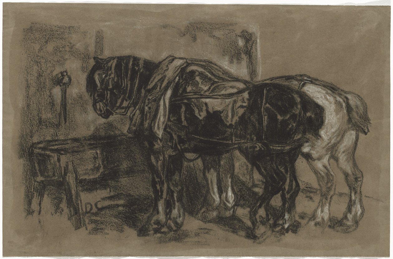 Zwei Zugpferde von Alexandre Gabriel Decamps