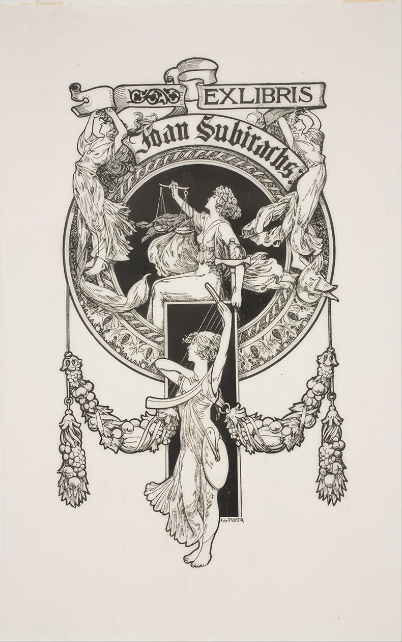 Buchplatte von Joan Subirachs von Alexandre de Riquer