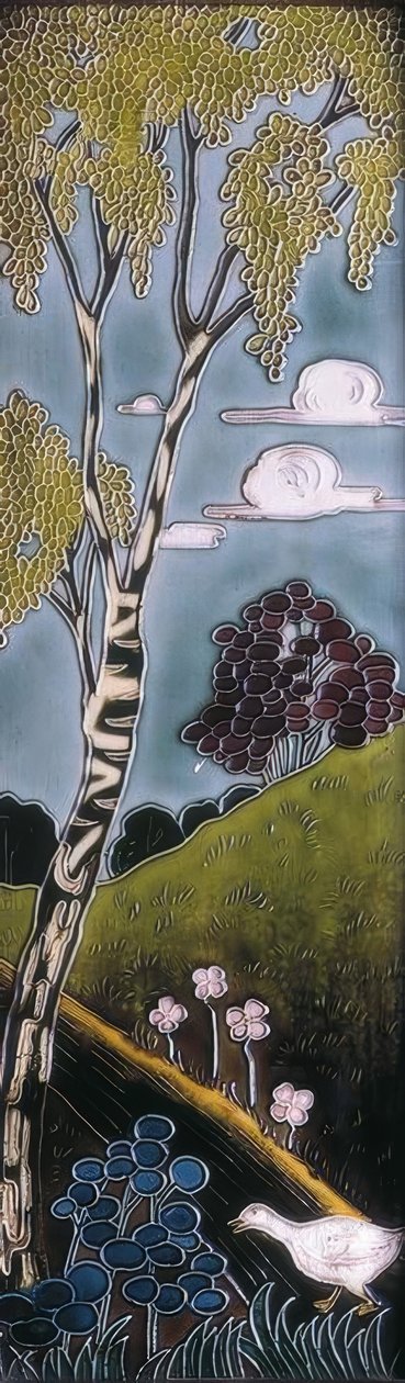 Modernistisches Email. Detail Ente und Bäume. von Alexandre de Riquer
