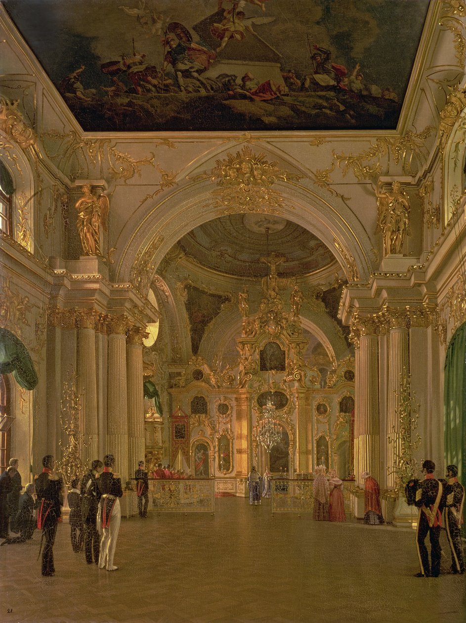 Innenraum der Großen Kirche im Winterpalast, 1829 von Alexei Vasilievich Tyranov