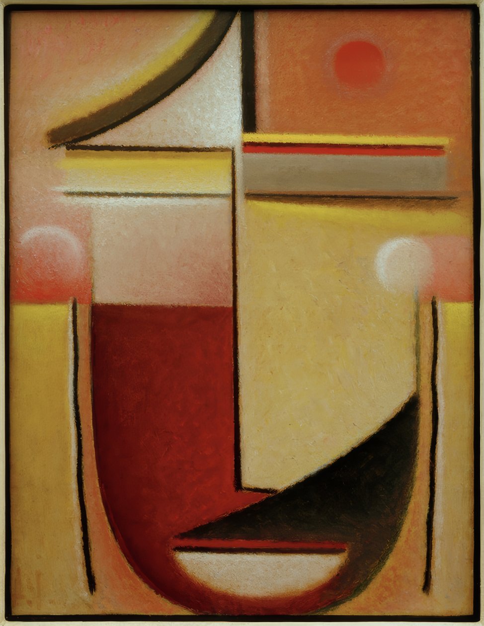 Abstrakter Kopf: Rot-Weiß-Gold von Alexej von Jawlensky