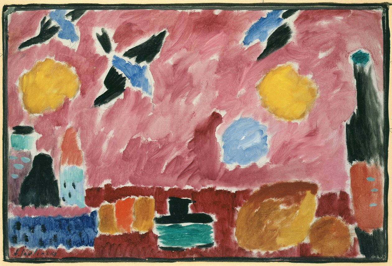 Mit rot gemustertem Tapetenmuster, 1915 von Alexej von Jawlensky