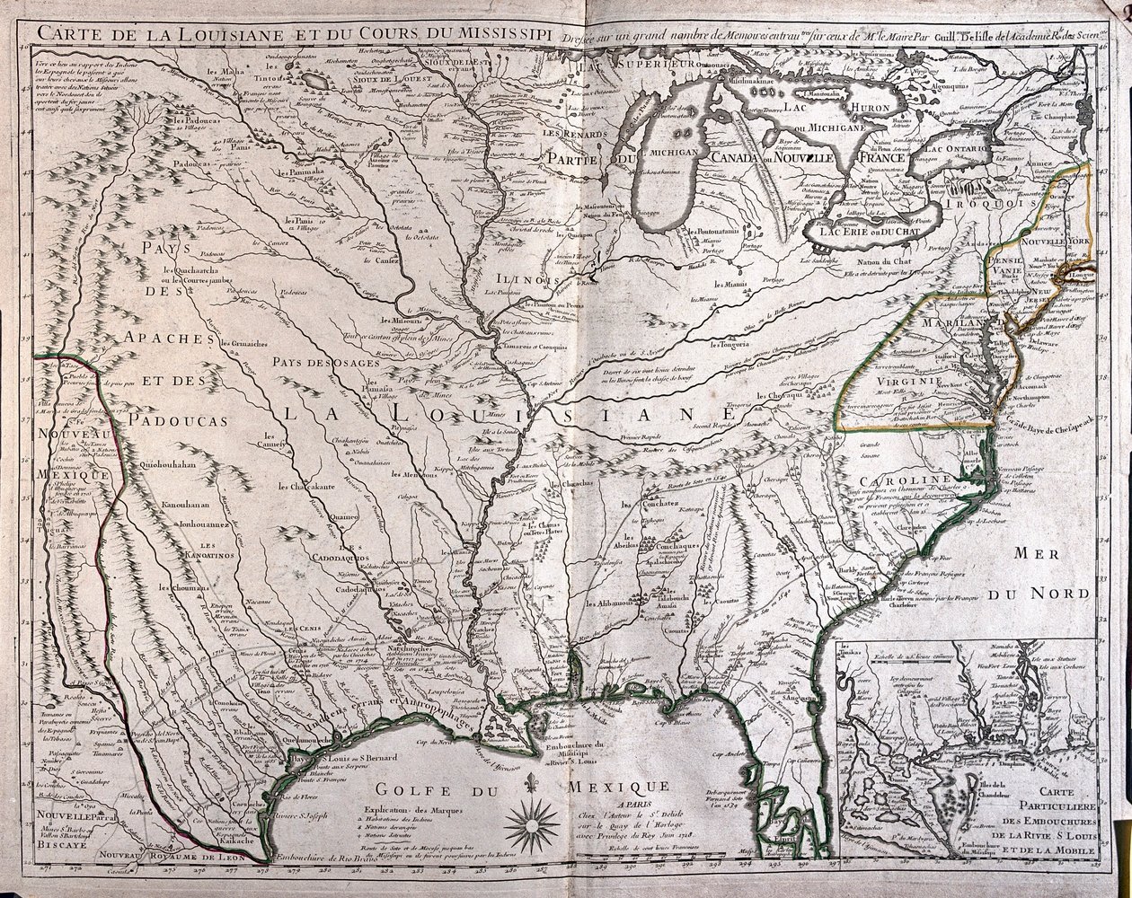 Louisiana und Mississippi-Fluss von Alexis Hubert Jaillot
