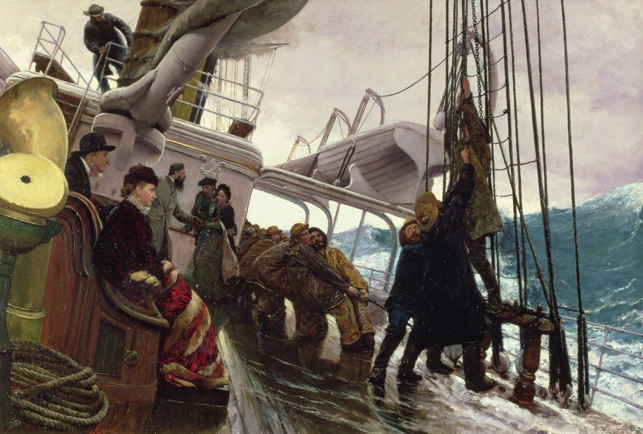 Segel binden nach einem Sturm, 1881 von Alfred Edward Emslie