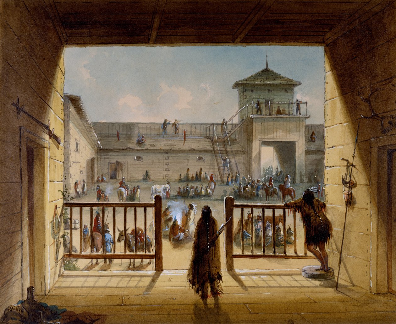 Innenansicht von Fort Laramie von Alfred Jacob Miller
