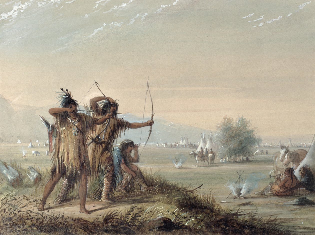 Schlangenindianer testen Bögen, 1837 von Alfred Jacob Miller