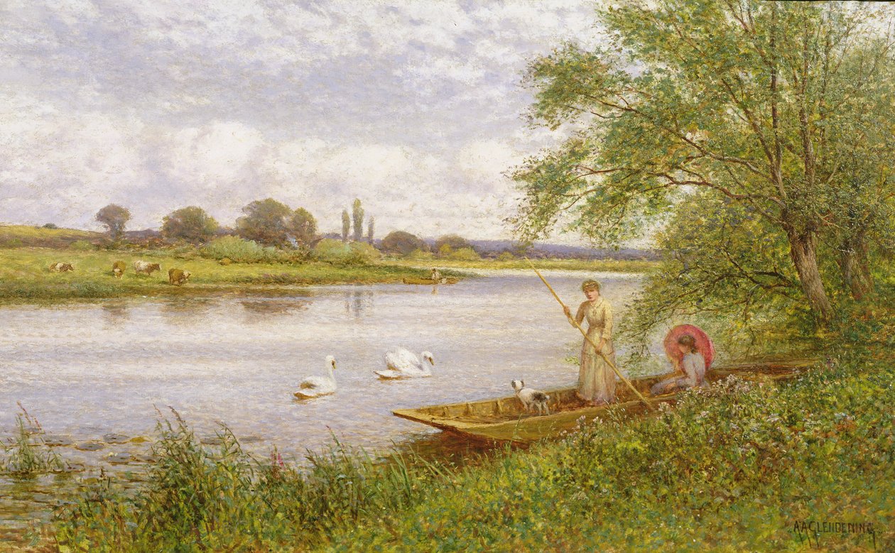 Damen in einem Kahn von Alfred, Jr. Glendening