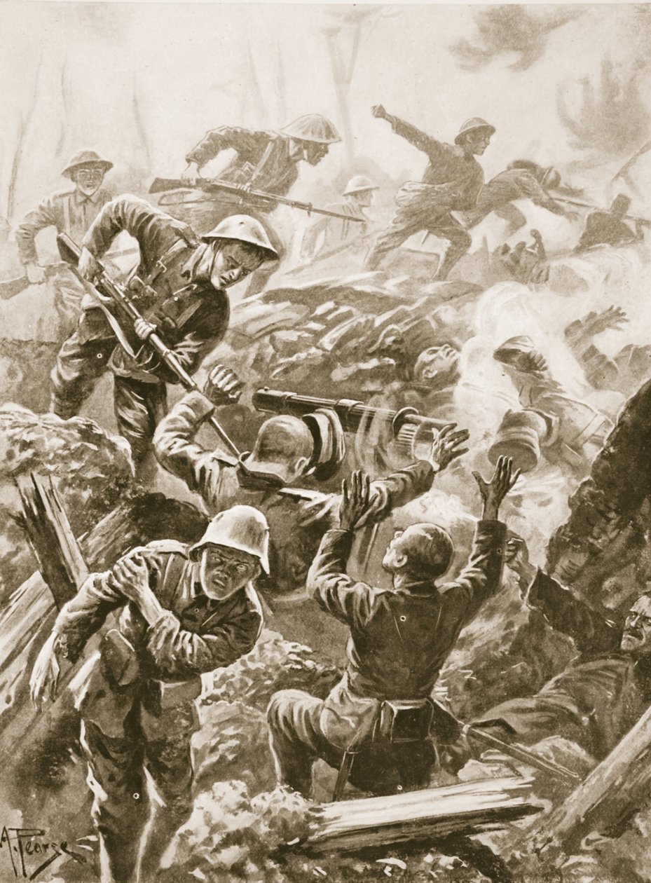 Sergeant R. Downie greift ein Geschützteam an und tötet es und erobert die Kanone von Alfred Pearse