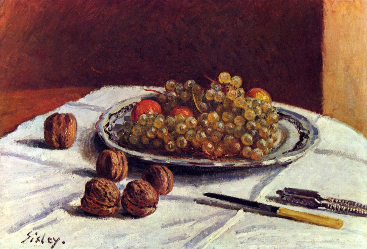 Stilleben, Trauben und Nüsse von Alfred Sisley