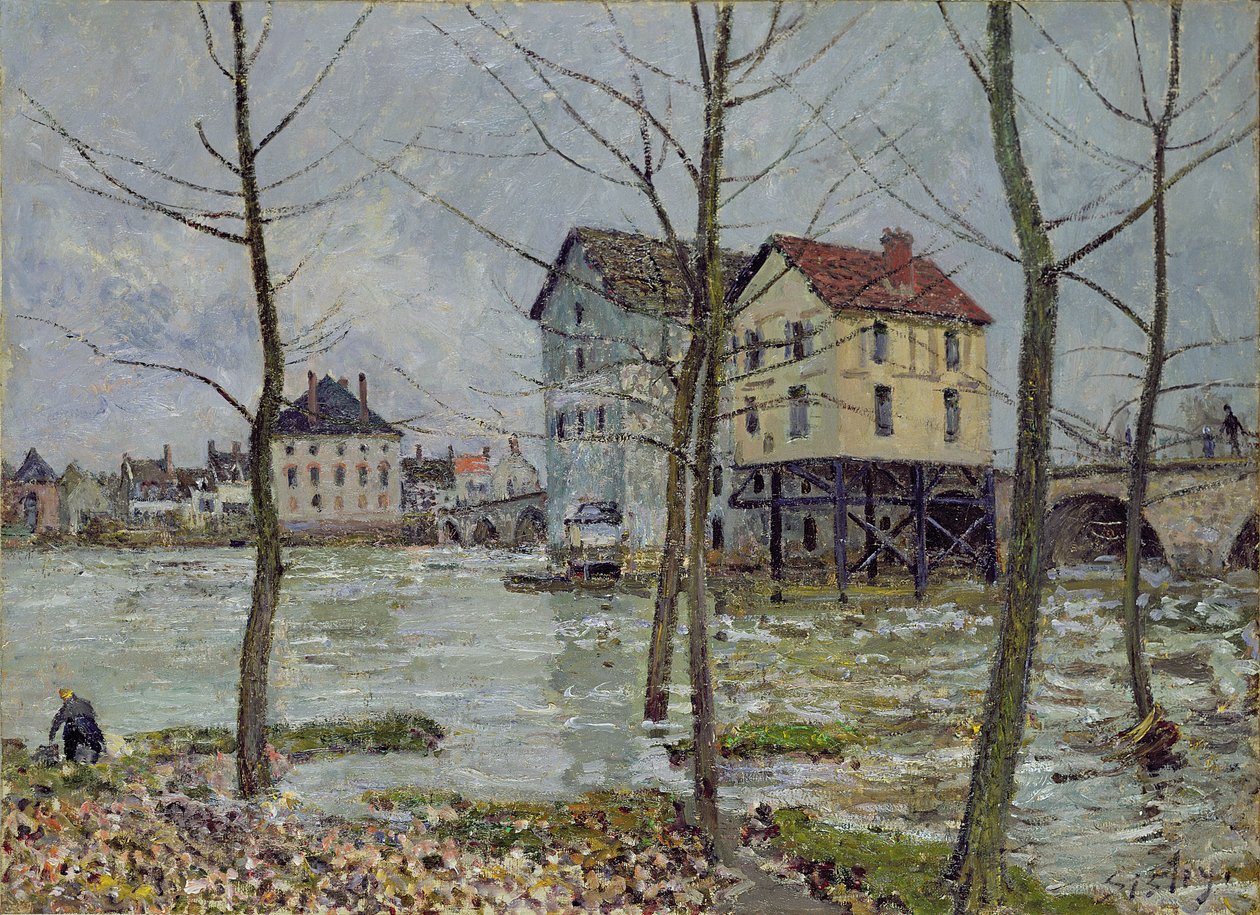 Die Mühlen von Moret-sur-Loing, Winter, 1890 von Alfred Sisley
