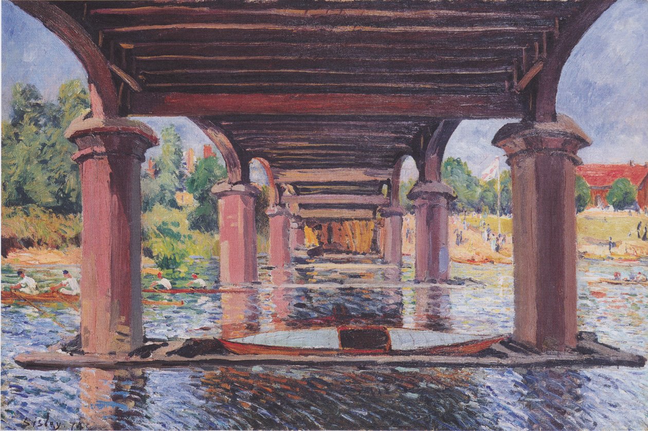 Unter der Brücke von Hampton Court von Alfred Sisley