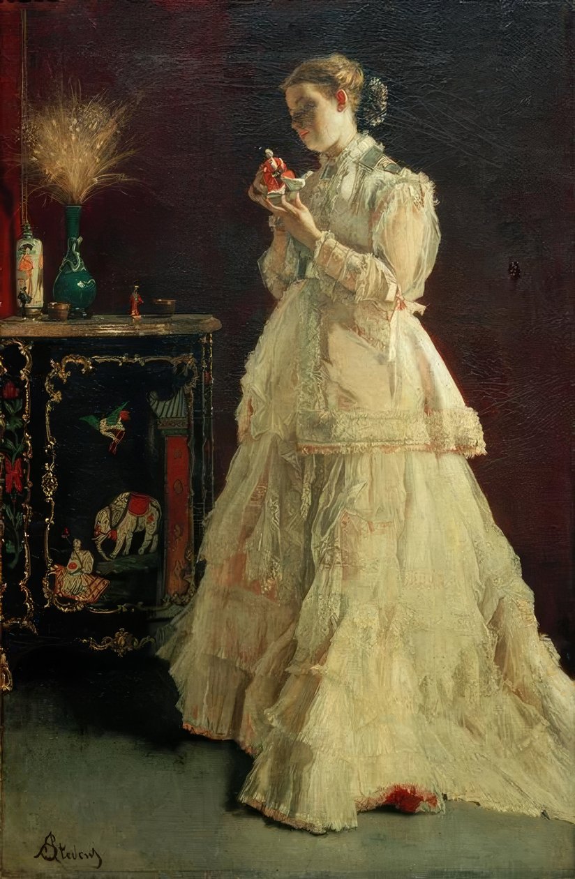 A. Stevens, Die Dame in Rosa von Alfred Emile Stevens