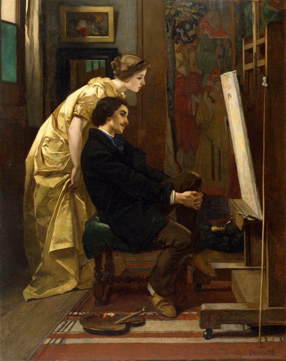 Der Maler und sein Modell von Alfred Emile Stevens