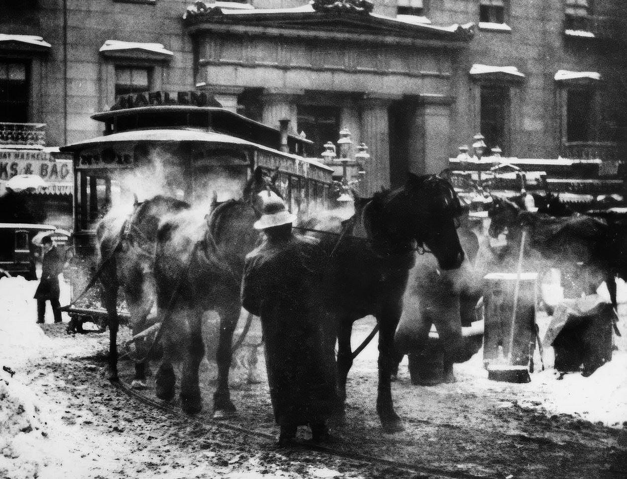 Pferdebahn in New York, 1892 / Foto. von Alfred Stieglitz