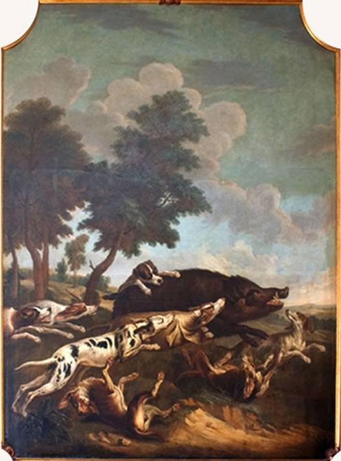 Wildschweinjagd von Alfred Dedreux