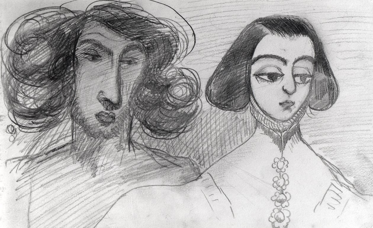 Selbstporträt mit George Sand (1804-76) von Alfred de Musset