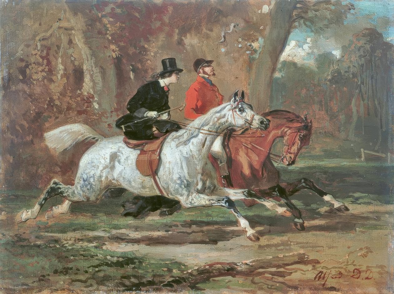 Reiter und Amazone von Alfred Dedreux