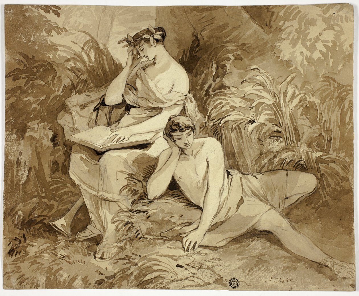 Muse und Dichter von Alfred Edward Chalon