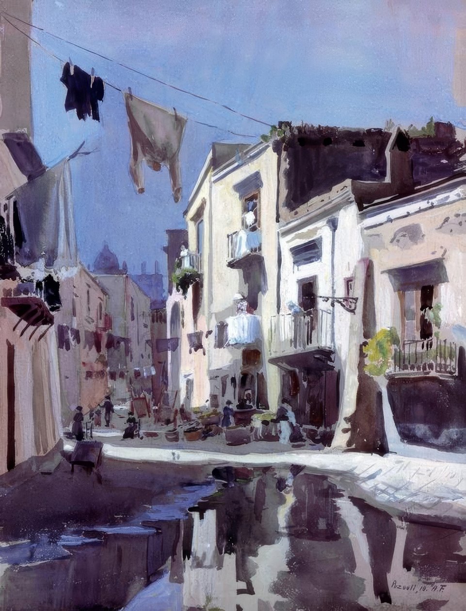 Gasse in Pozzuoli (Gem. 1910) von Alfred Frank