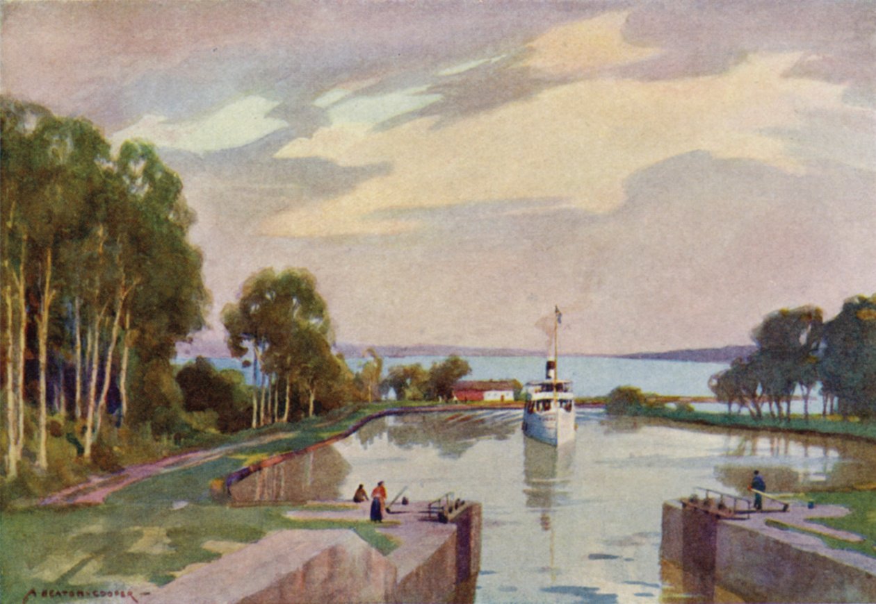 Schleusen von Sjötorp, Göta-Kanal von Alfred Heaton Cooper