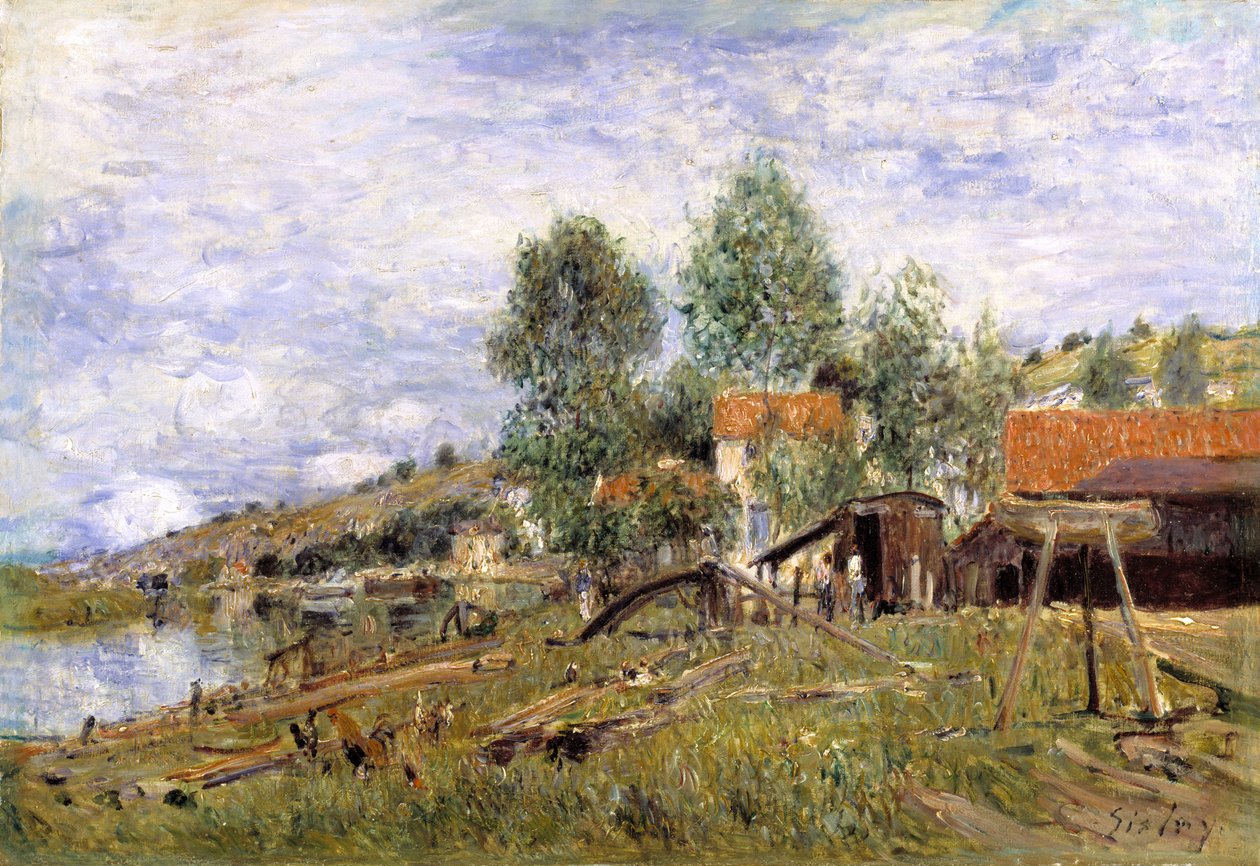 Bootswerft in Saint-Mammes von Alfred Sisley