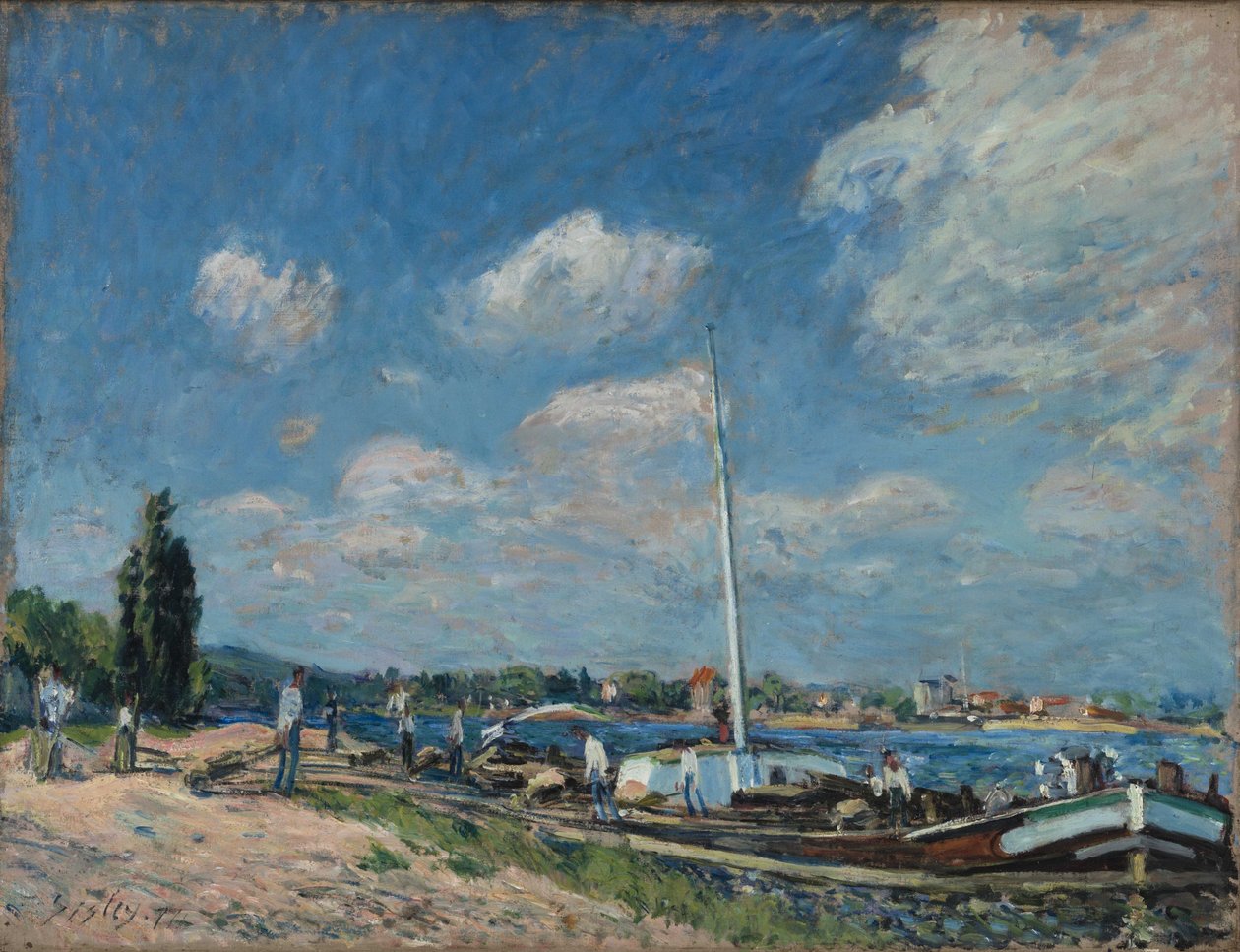Entladung der Lastkähne in Billancourt von Alfred Sisley