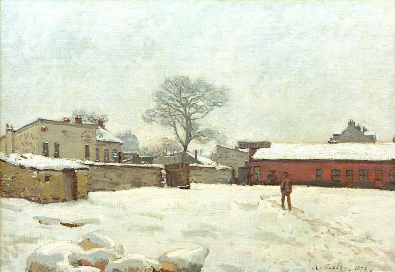 Unter dem Schnee, Bauernhof in Marly-le-Roi von Alfred Sisley