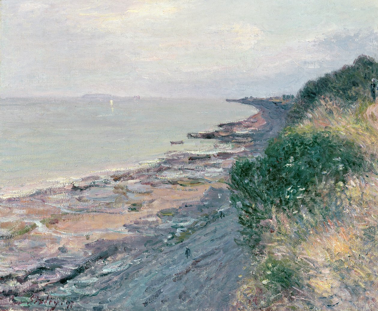 Die Klippe bei Penarth, Abend, Ebbe von Alfred Sisley