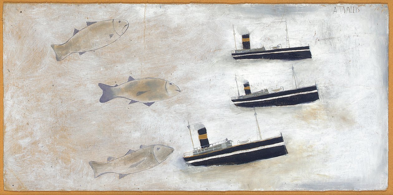 Fische und Trawler von Alfred Wallis