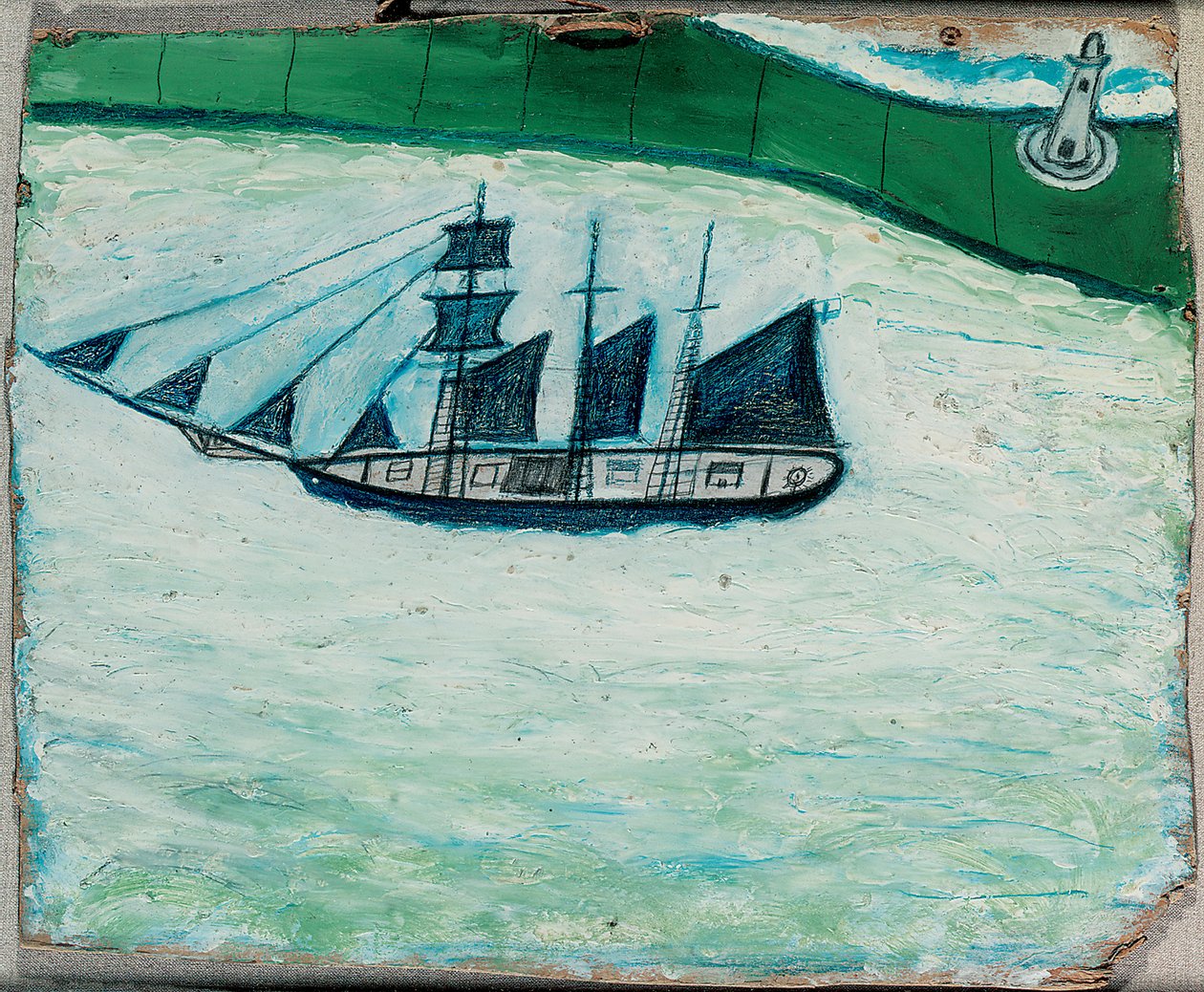 Schiff und Leuchtturm, ca. 1925 von Alfred Wallis