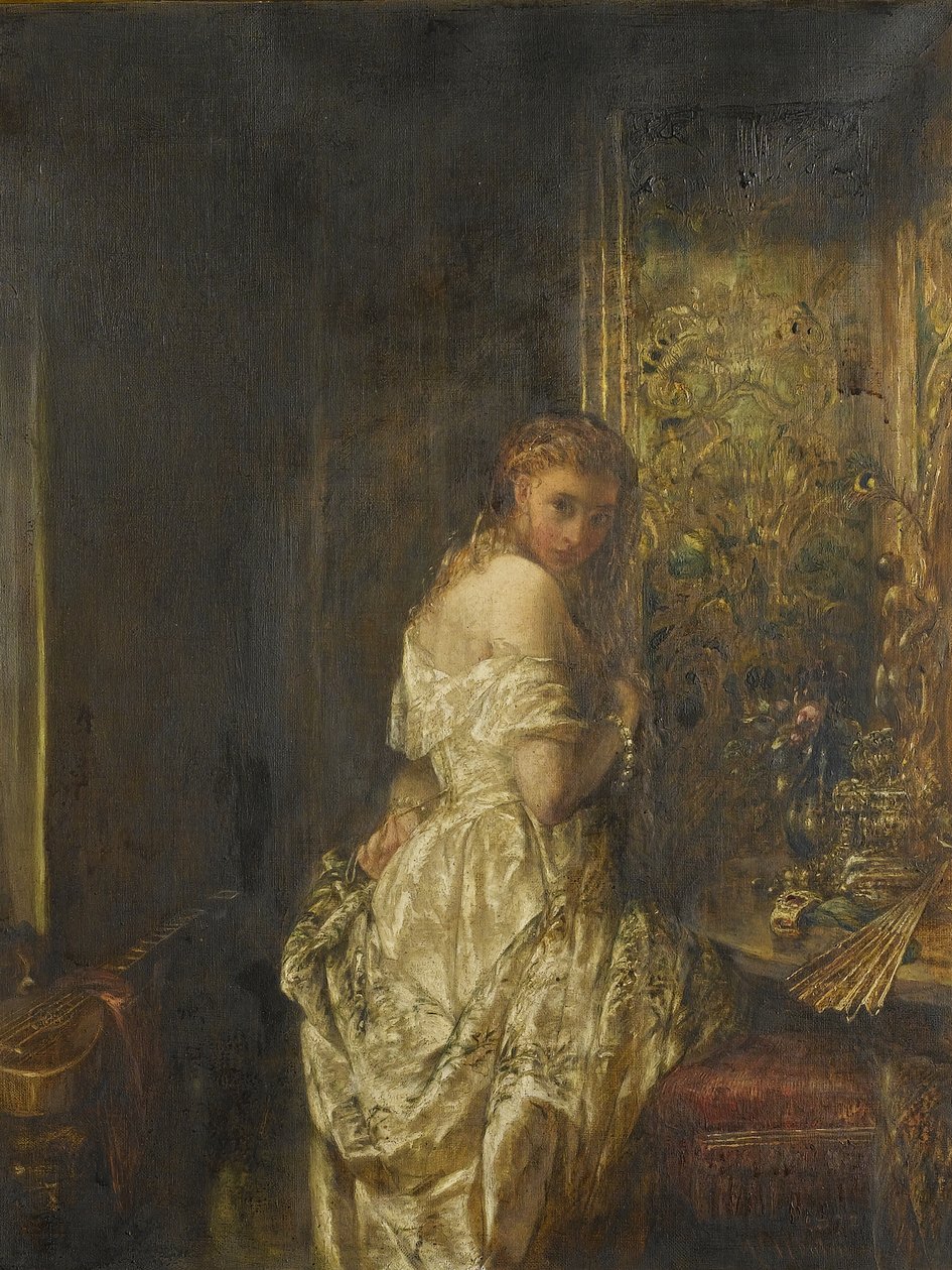 Frau in Weiß, 1872 von Alfred Woolmer