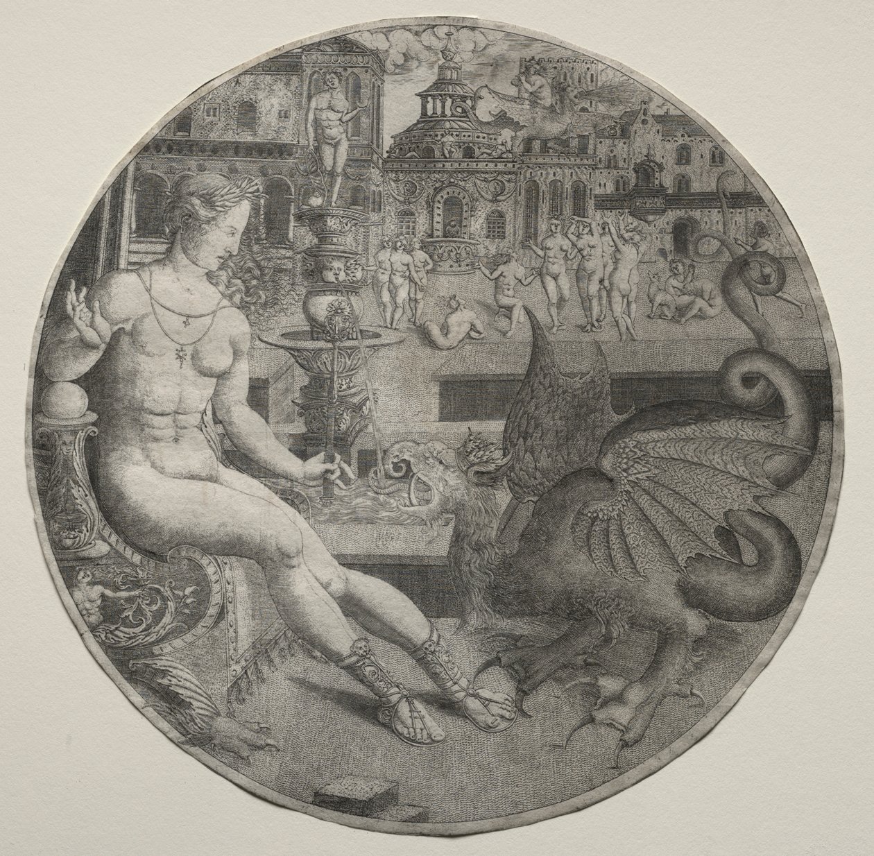 Nackte Frau und ein Drache von Allaert Claesz
