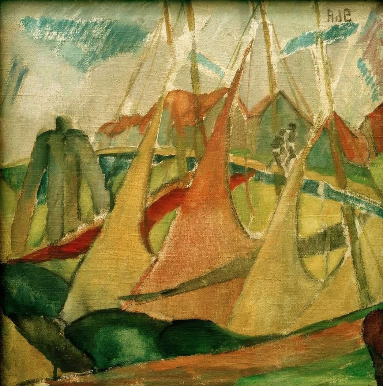 Rote und gelbe Segel (Segelschiffe in Cuxhaven) von Alma Del Banco
