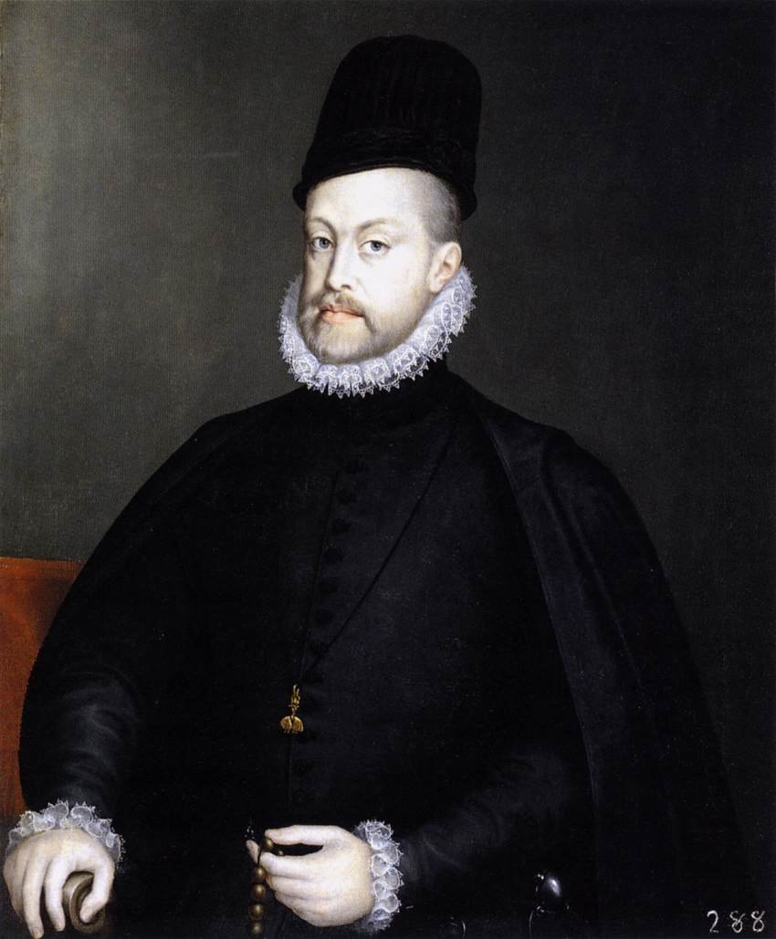 Philipp II. mit einem Rosenkranz von Alonso Sánchez Coello