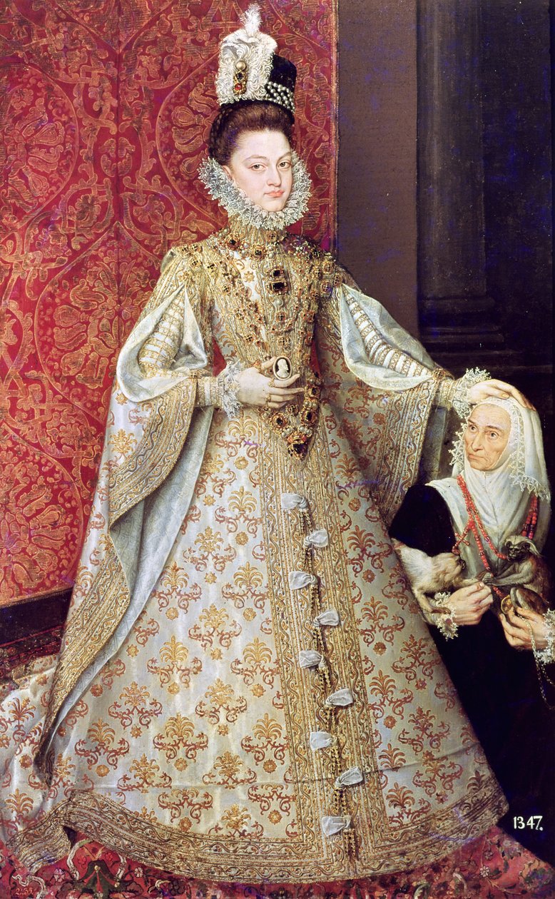 Die Infantin Isabel Clara Eugenia (1566-1633) mit dem Zwerg Magdalena Ruiz, um 1580 von Alonso Sánchez Coello