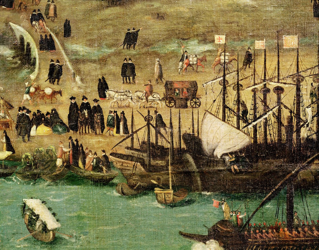 Der Hafen von Sevilla, ca. 1590 (Detail) von Alonso Sánchez Coello